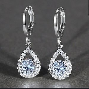Diamond dangle hoop earrings